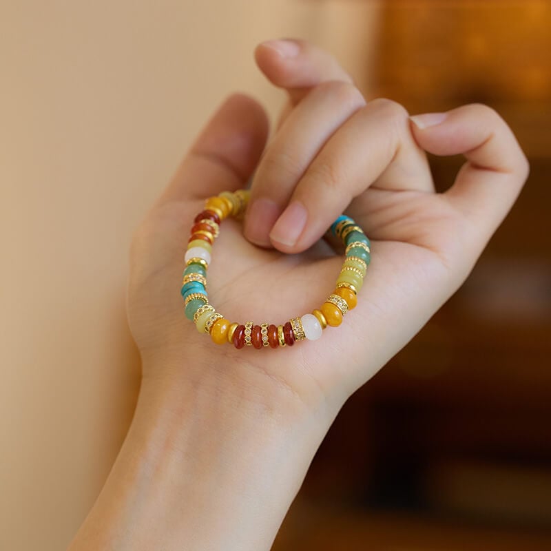 《Infinite Charm》 Red Agate Dopamine Rainbow Bracelet