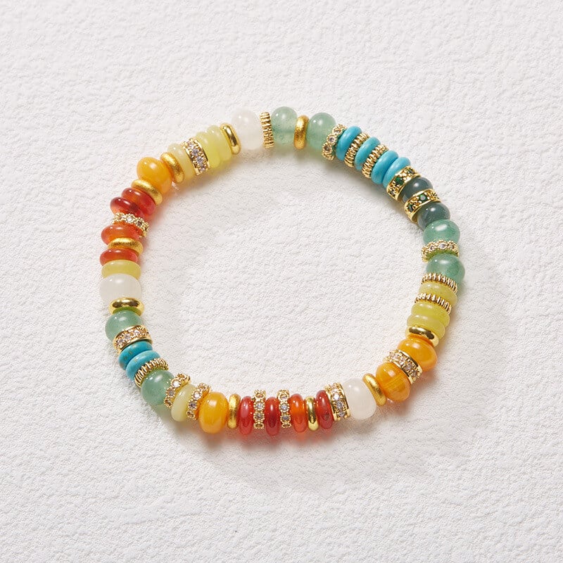 《Infinite Charm》 Red Agate Dopamine Rainbow Bracelet