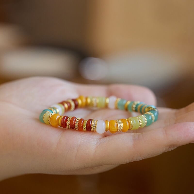 《Infinite Charm》 Red Agate Dopamine Rainbow Bracelet