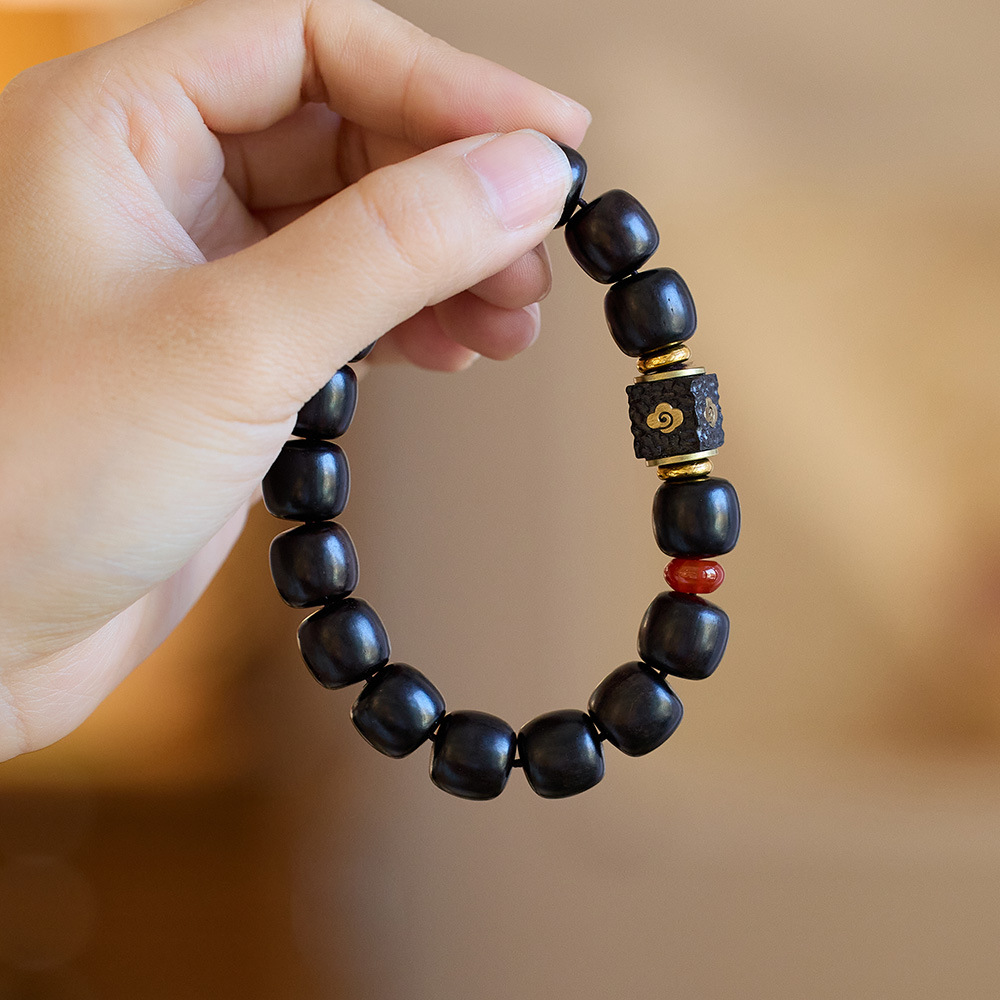 《Roads Unraveled》 Chicken Crow Purple Sandalwood and Ebony Wood Bracelet