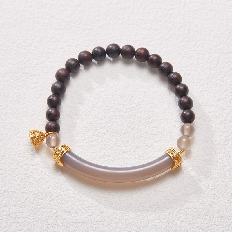 《The Smoky Purple Half a Lifetime》 New Chinese-style Jade and Agate Double-strand Bracelet