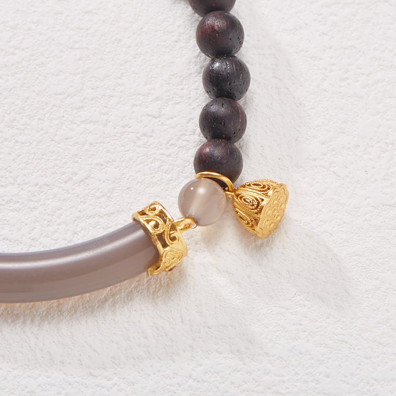 《The Smoky Purple Half a Lifetime》 New Chinese-style Jade and Agate Double-strand Bracelet