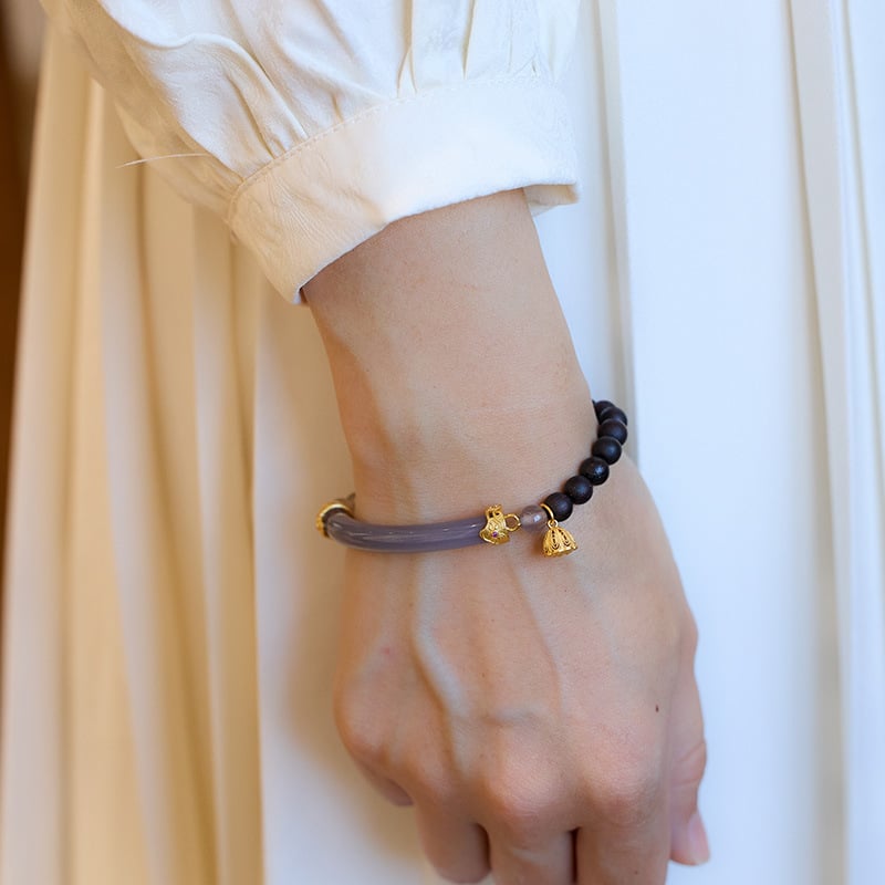 《The Smoky Purple Half a Lifetime》 New Chinese-style Jade and Agate Double-strand Bracelet