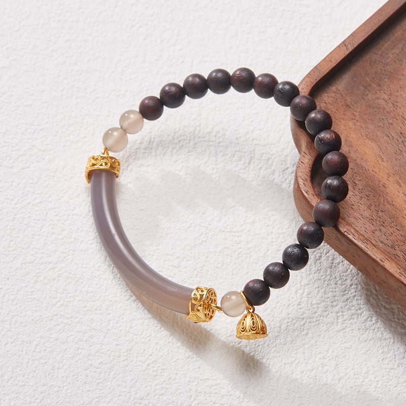 《The Smoky Purple Half a Lifetime》 New Chinese-style Jade and Agate Double-strand Bracelet