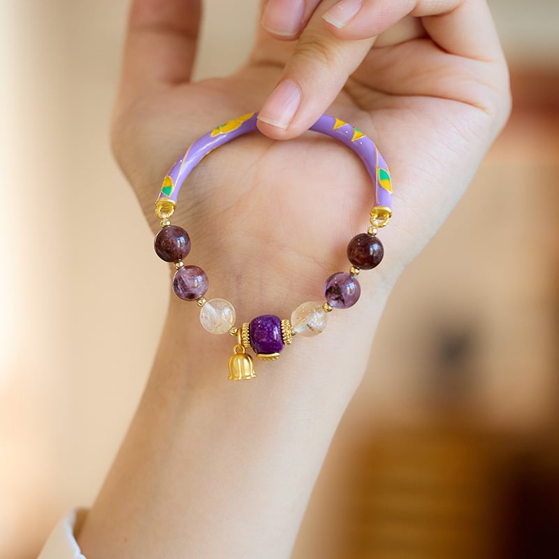 《The Nine Purple Flames》 Amethyst Orchid Half Bangle Bracelet