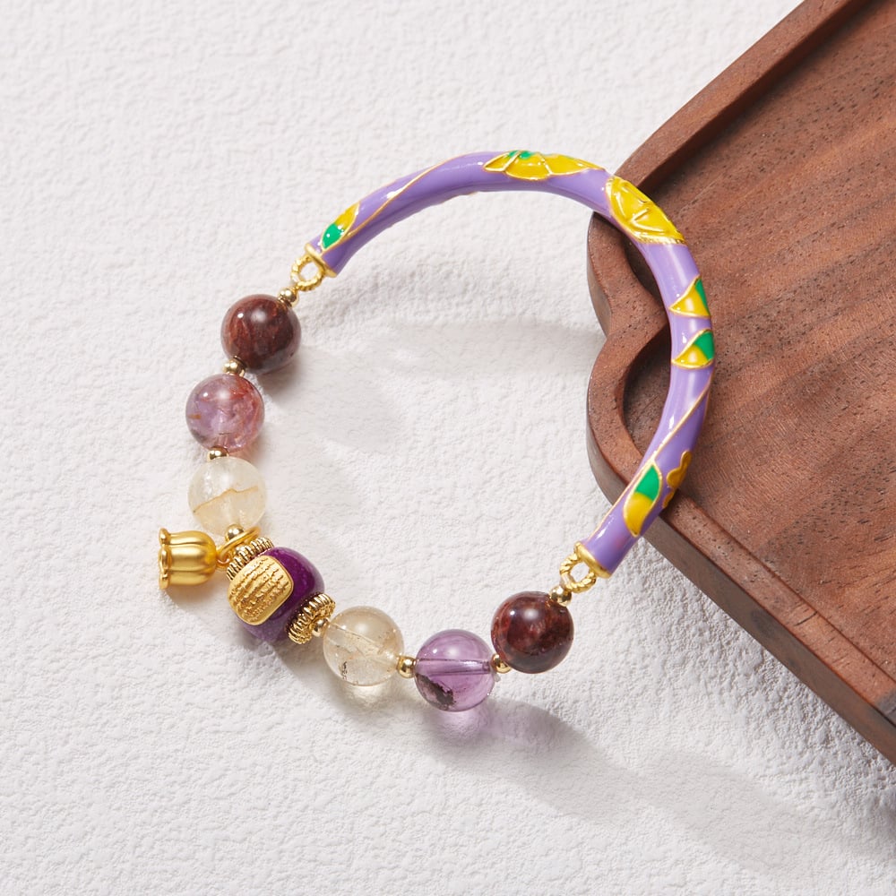 《The Nine Purple Flames》 Amethyst Orchid Half Bangle Bracelet