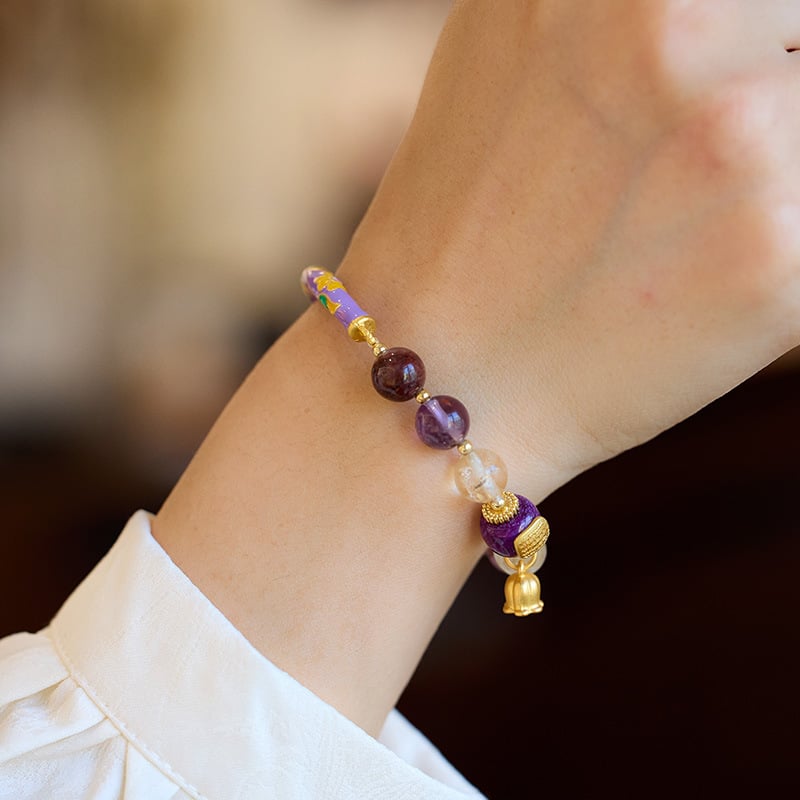 《The Nine Purple Flames》 Amethyst Orchid Half Bangle Bracelet