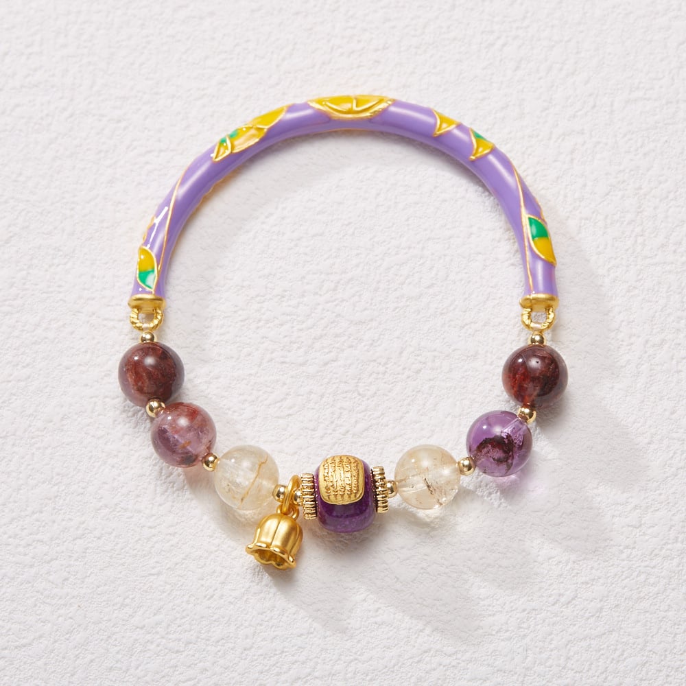 《The Nine Purple Flames》 Amethyst Orchid Half Bangle Bracelet