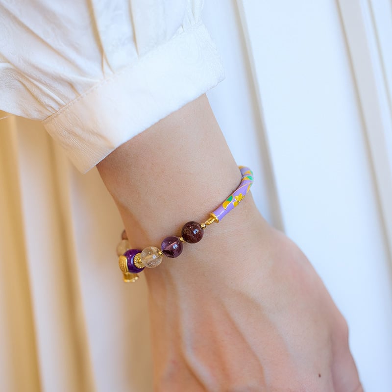 《The Nine Purple Flames》 Amethyst Orchid Half Bangle Bracelet