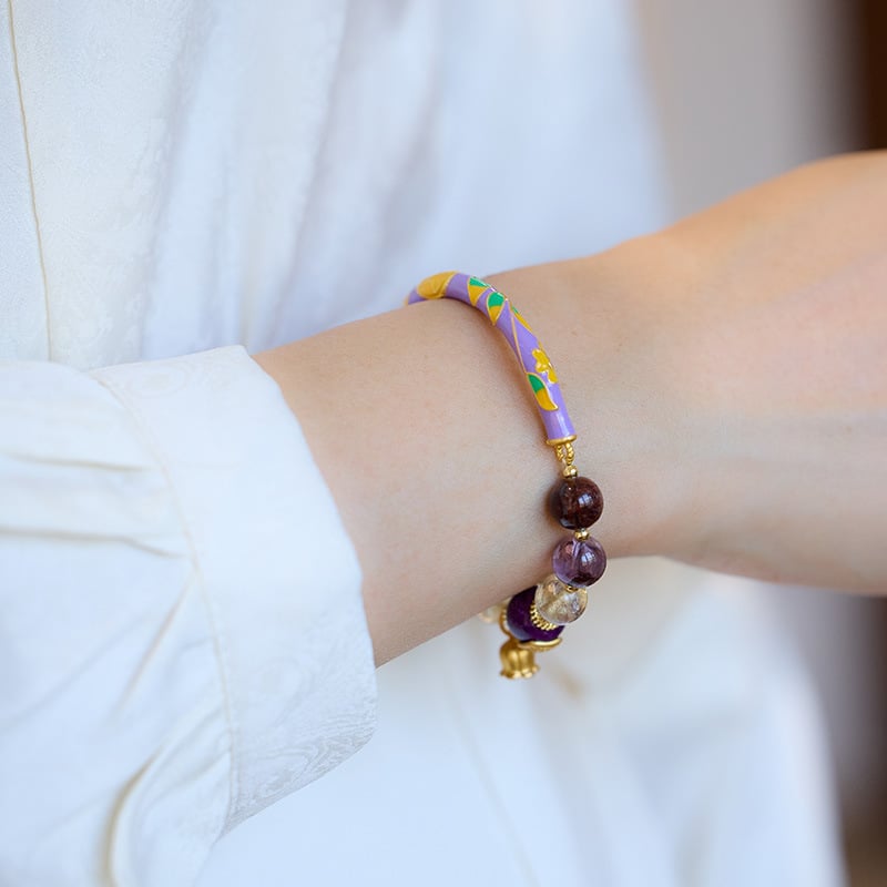 《The Nine Purple Flames》 Amethyst Orchid Half Bangle Bracelet