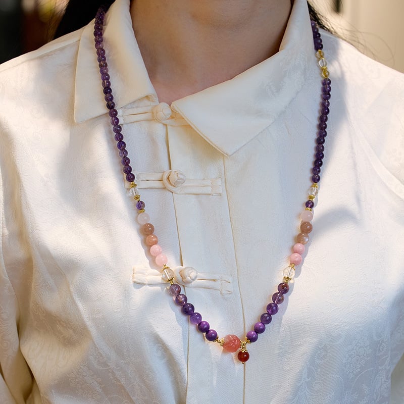 《The Nine Purple Fire Fortune》 Natural Amethyst Necklace