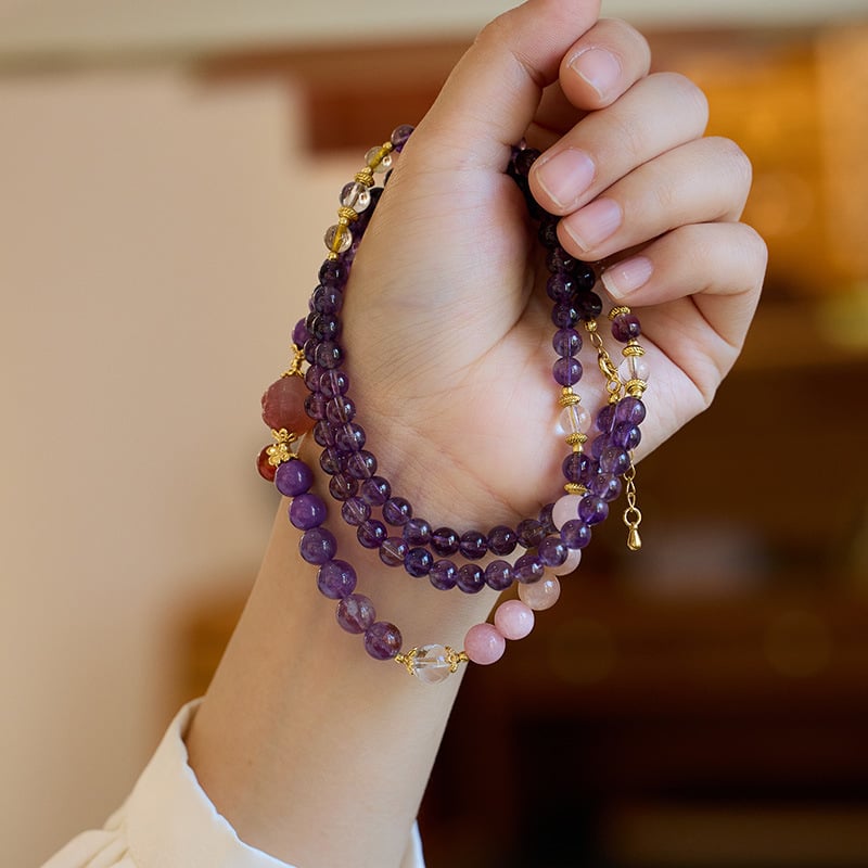 《The Nine Purple Fire Fortune》 Natural Amethyst Necklace