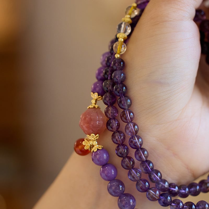 《The Nine Purple Fire Fortune》 Natural Amethyst Necklace