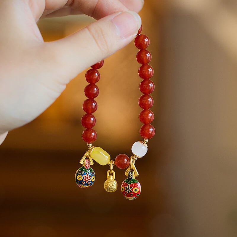 《The Gold-Eating Beast》 Natural Red Agate Vintage Wealth-Attracting Bracelet