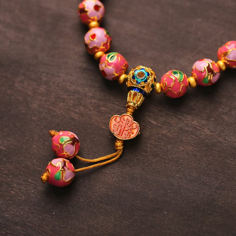 《The Blossom》 Rosy Glow, Fragrant Gray Porcelain, Daily Increment of Gold Peach Blossom Bracelet