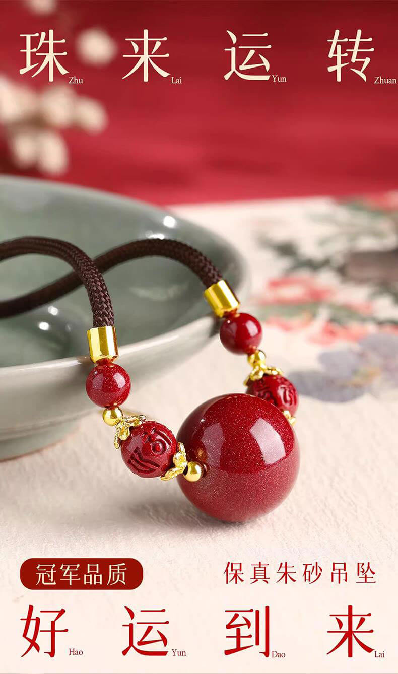 《Turning Fortunes with Pearls》 Natural Raw Crystal Cinnabar Collarbone Necklace