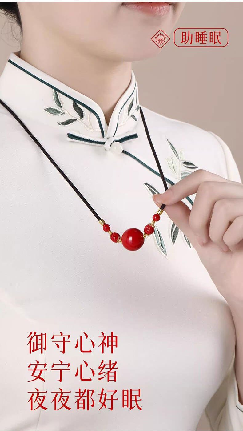 《Turning Fortunes with Pearls》 Natural Raw Crystal Cinnabar Collarbone Necklace