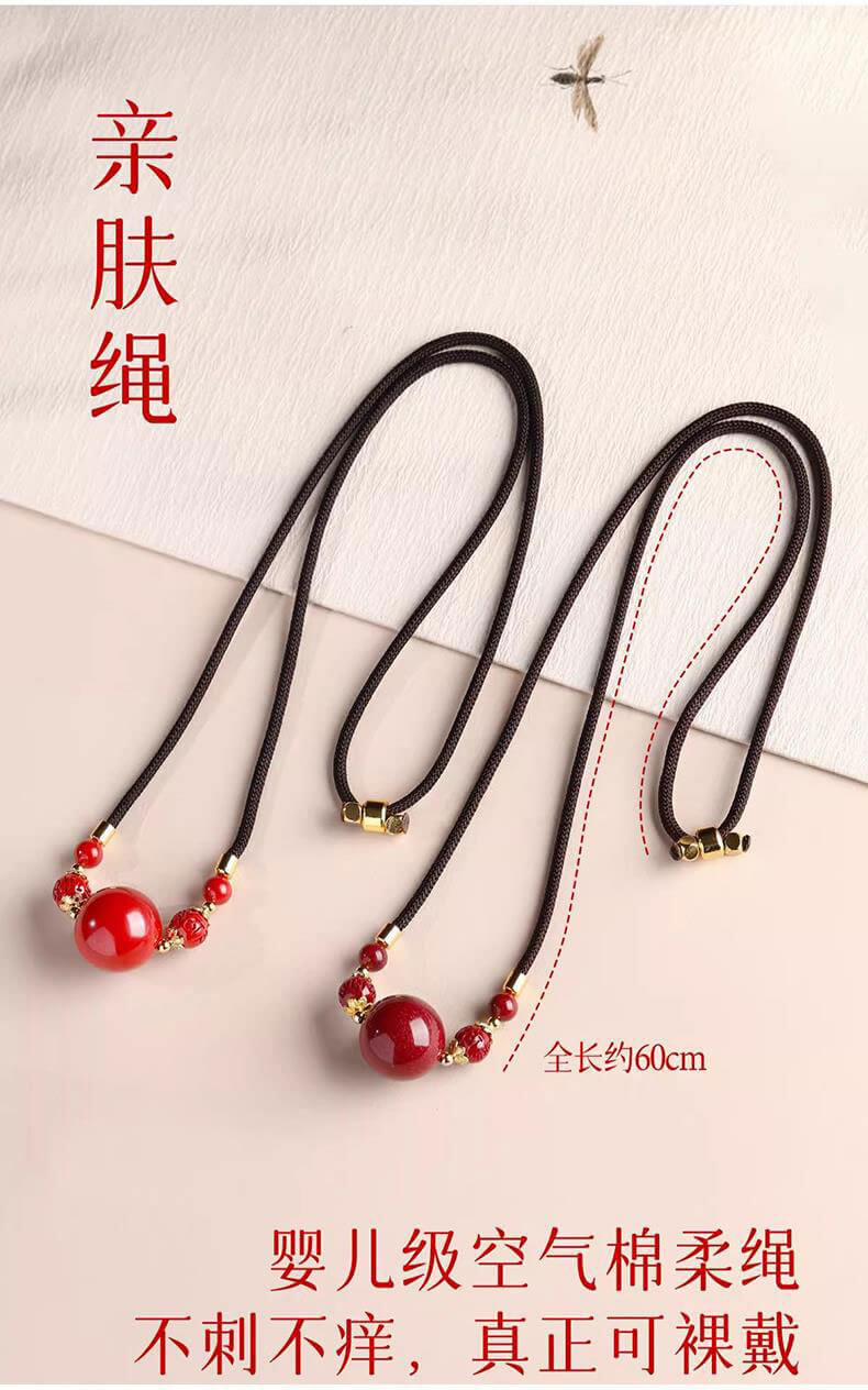 《Turning Fortunes with Pearls》 Natural Raw Crystal Cinnabar Collarbone Necklace