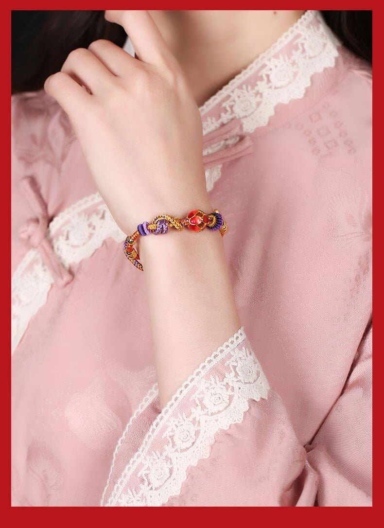 《Nine Purple Fire》 Golden Gate Embroidery Fortune Couple Bracelet