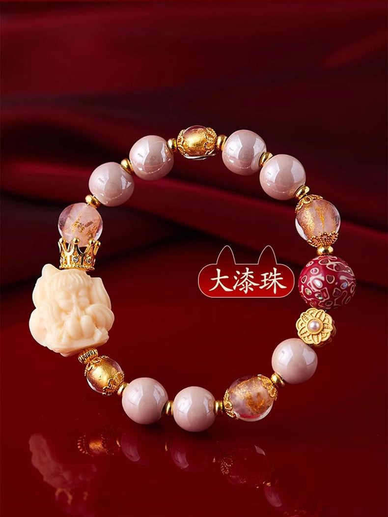 《Nine-Tailed Fox 》Incense Ash Glass Wealth and Love Attraction Fortune Bracelet