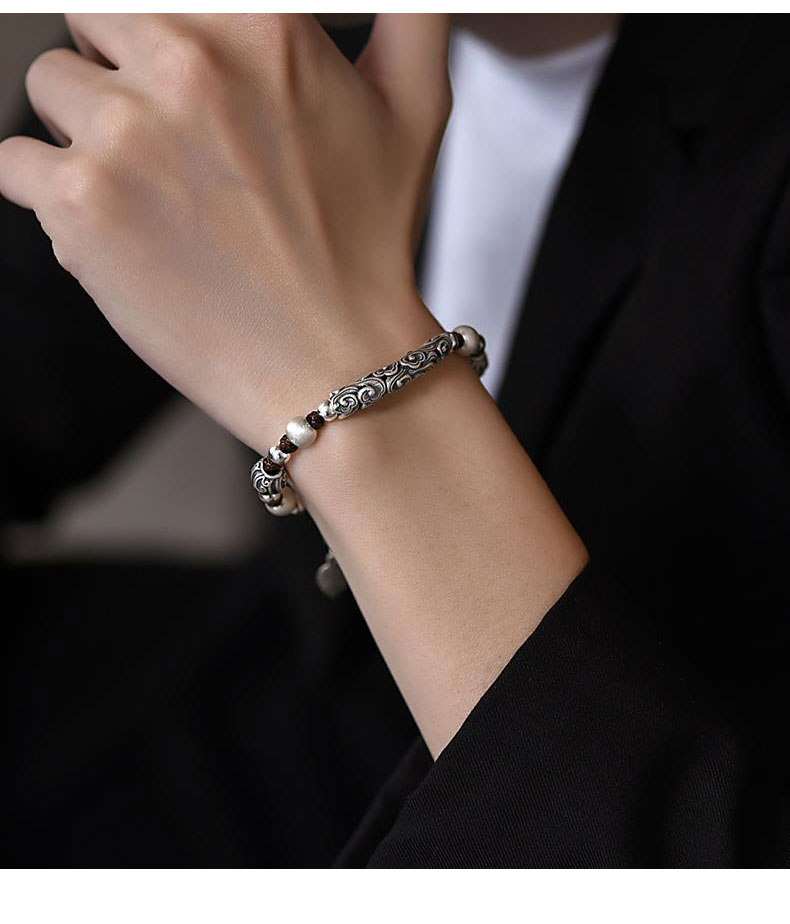 《Auspicious Clouds》 999 Silver National Trend Unisex Chinese Style Hand Rope