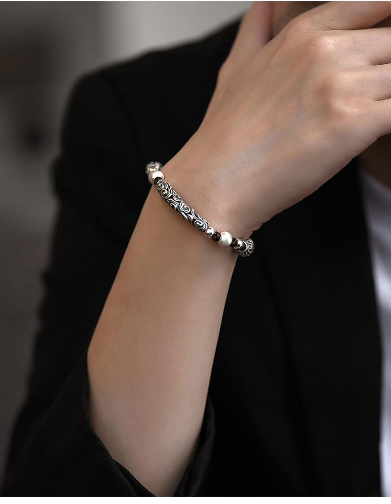 《Auspicious Clouds》 999 Silver National Trend Unisex Chinese Style Hand Rope