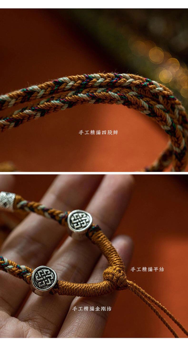 《Five Wealth Gods》 Thangka Tibetan Hand-Spun Cotton Necklace Cord