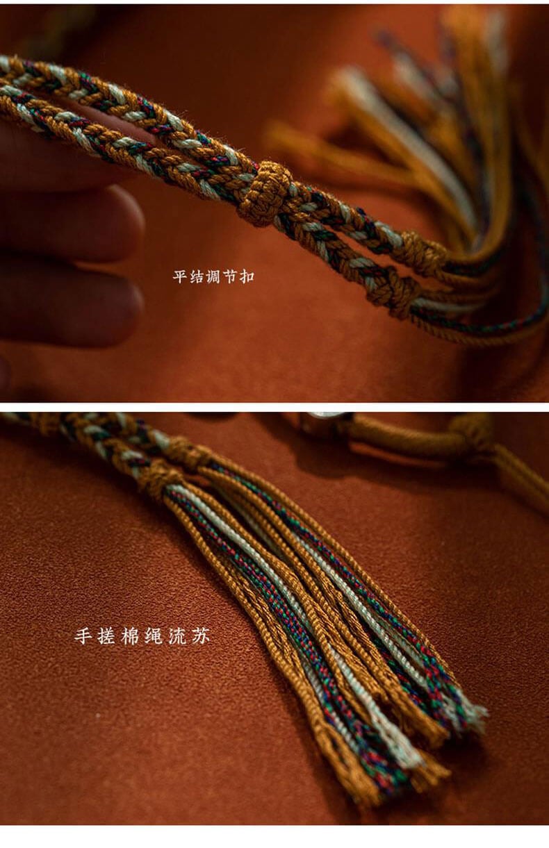 《Five Wealth Gods》 Thangka Tibetan Hand-Spun Cotton Necklace Cord