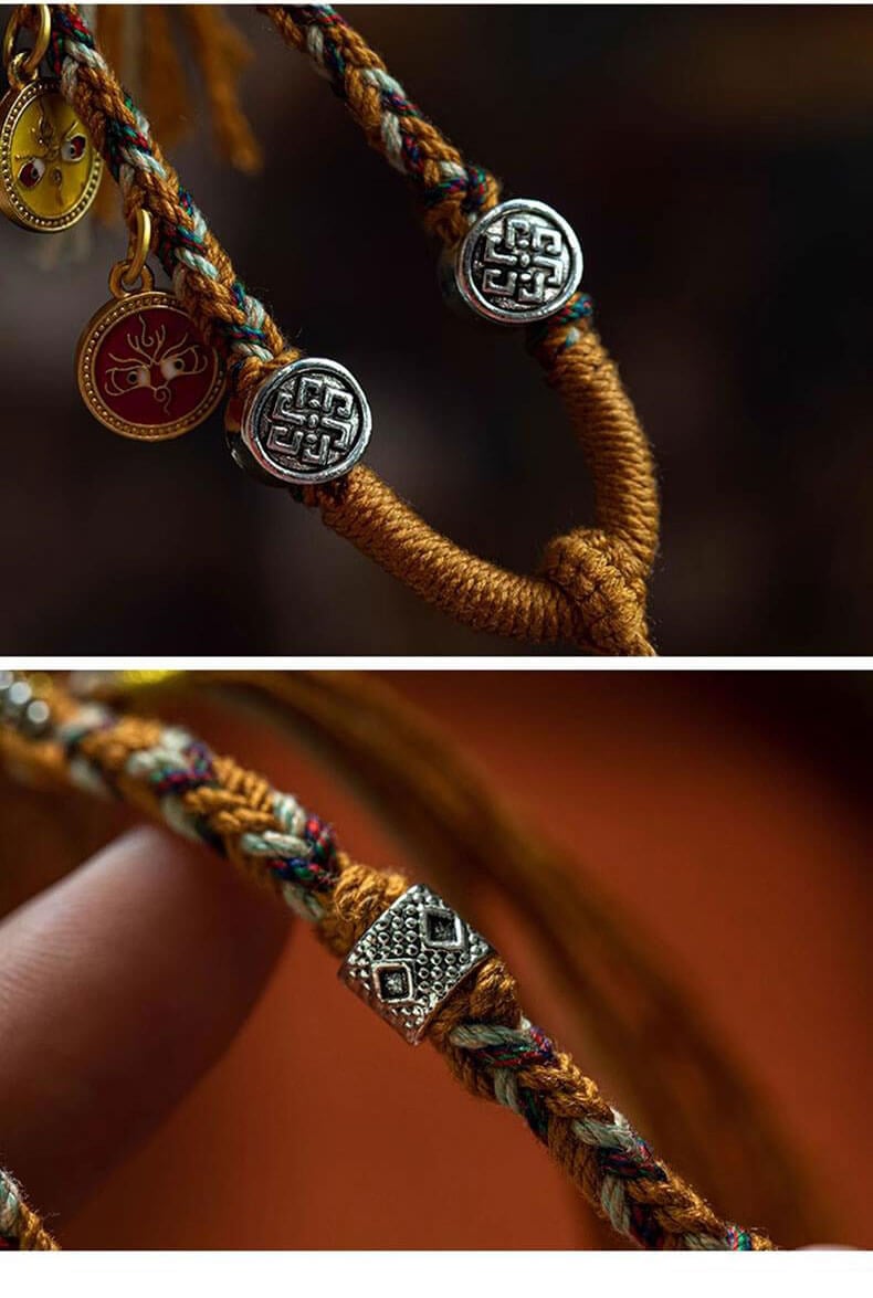 《Five Wealth Gods》 Thangka Tibetan Hand-Spun Cotton Necklace Cord