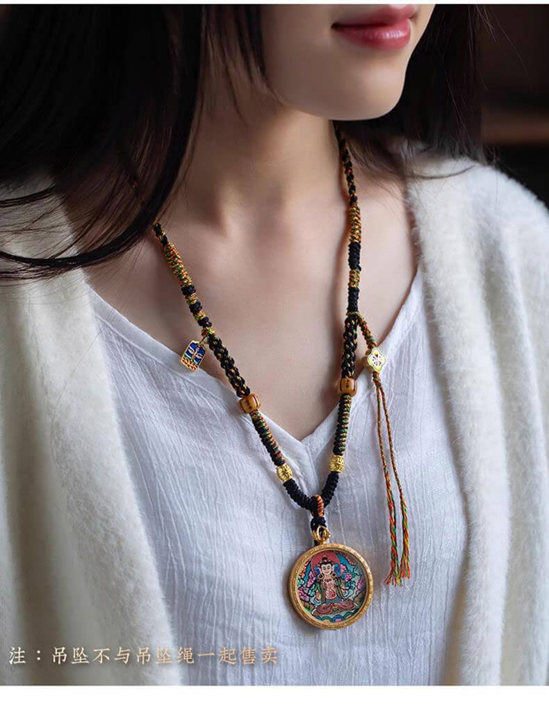 《The Essence Within》Vintage Tibetan Thangka Handcrafted with Zen Vibes and Cotton Thread Hanging Cord