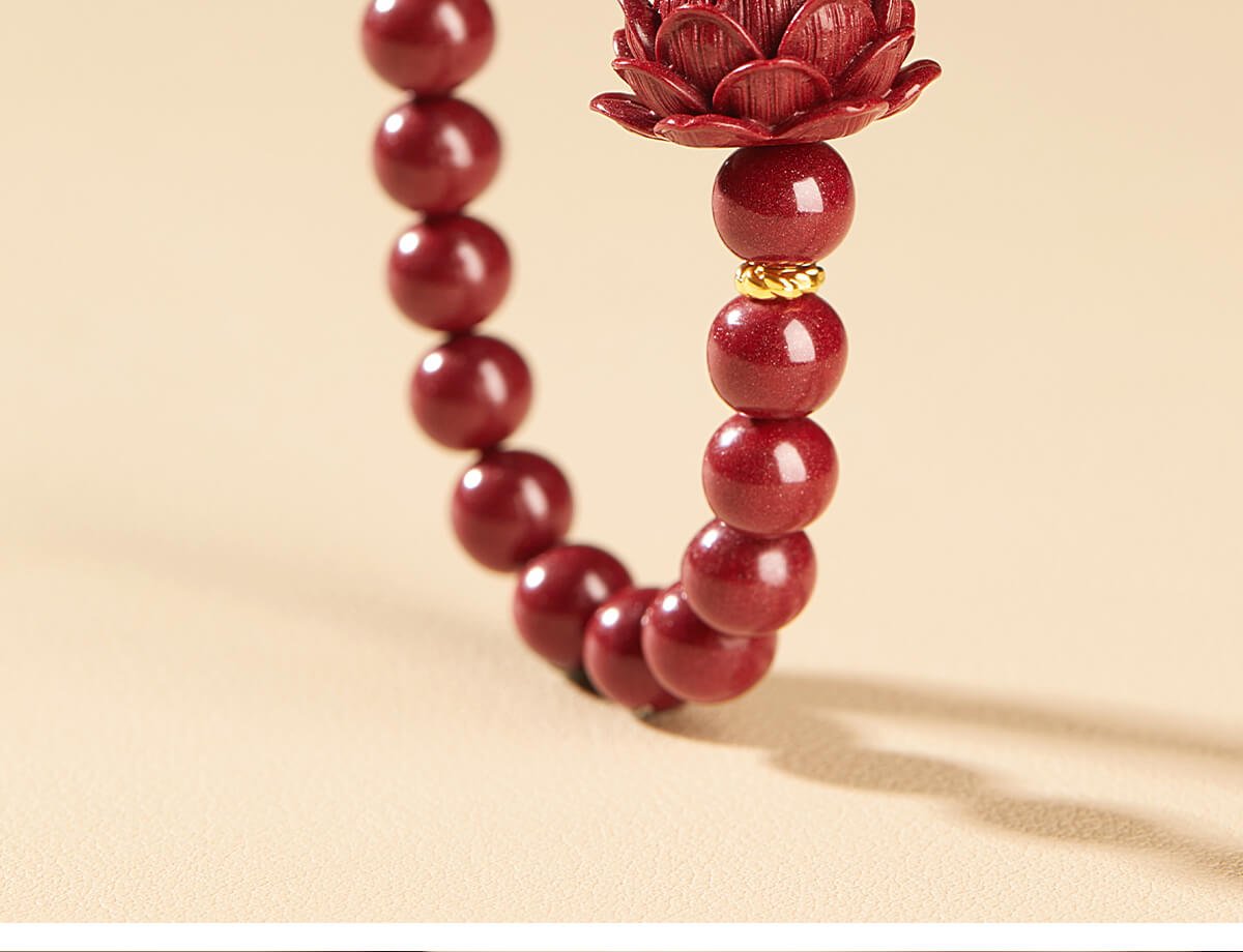 《Tranquility Amidst Transience》 Lotus Meditation Cinnabar Bracelet