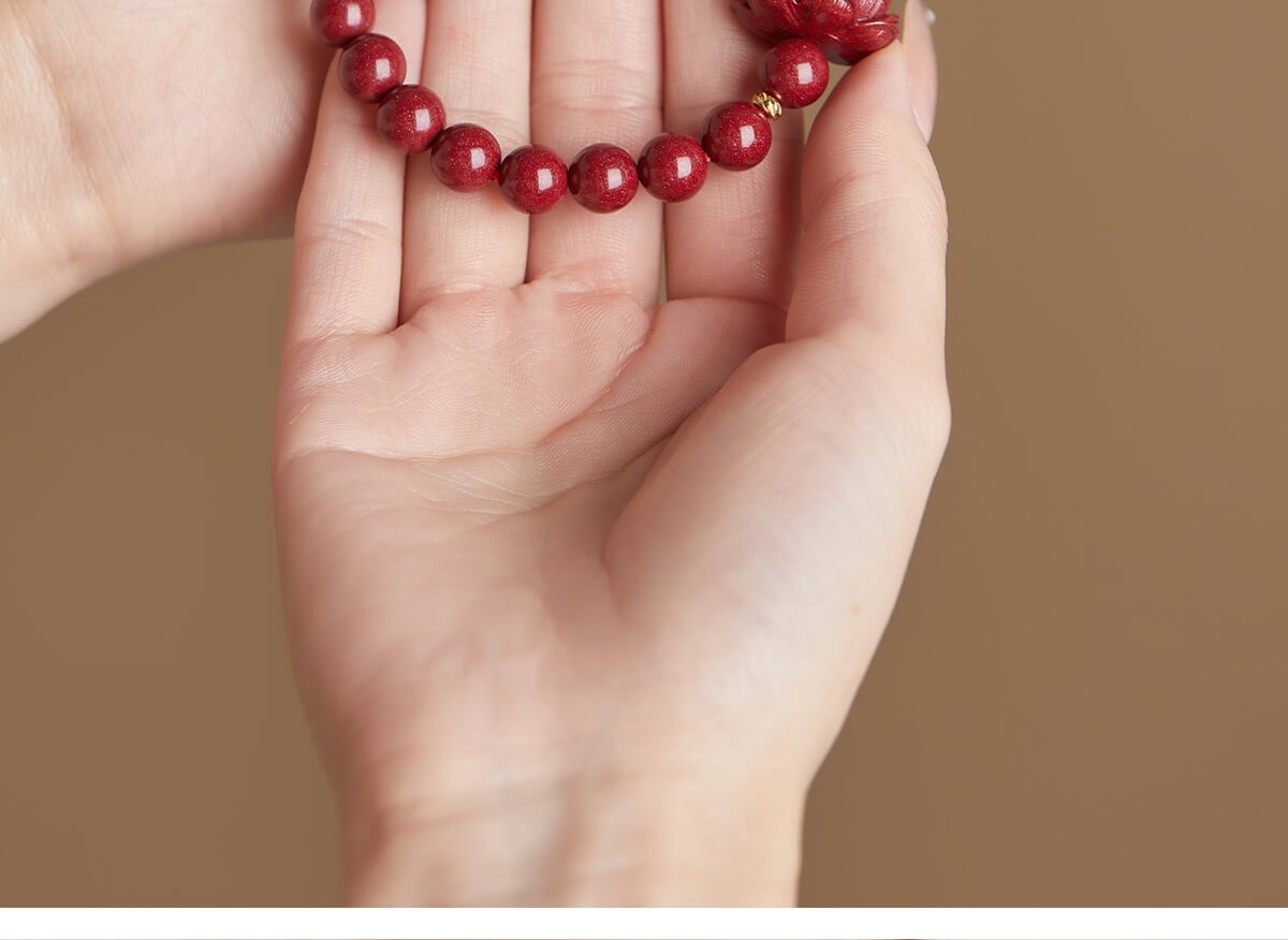 《Tranquility Amidst Transience》 Lotus Meditation Cinnabar Bracelet