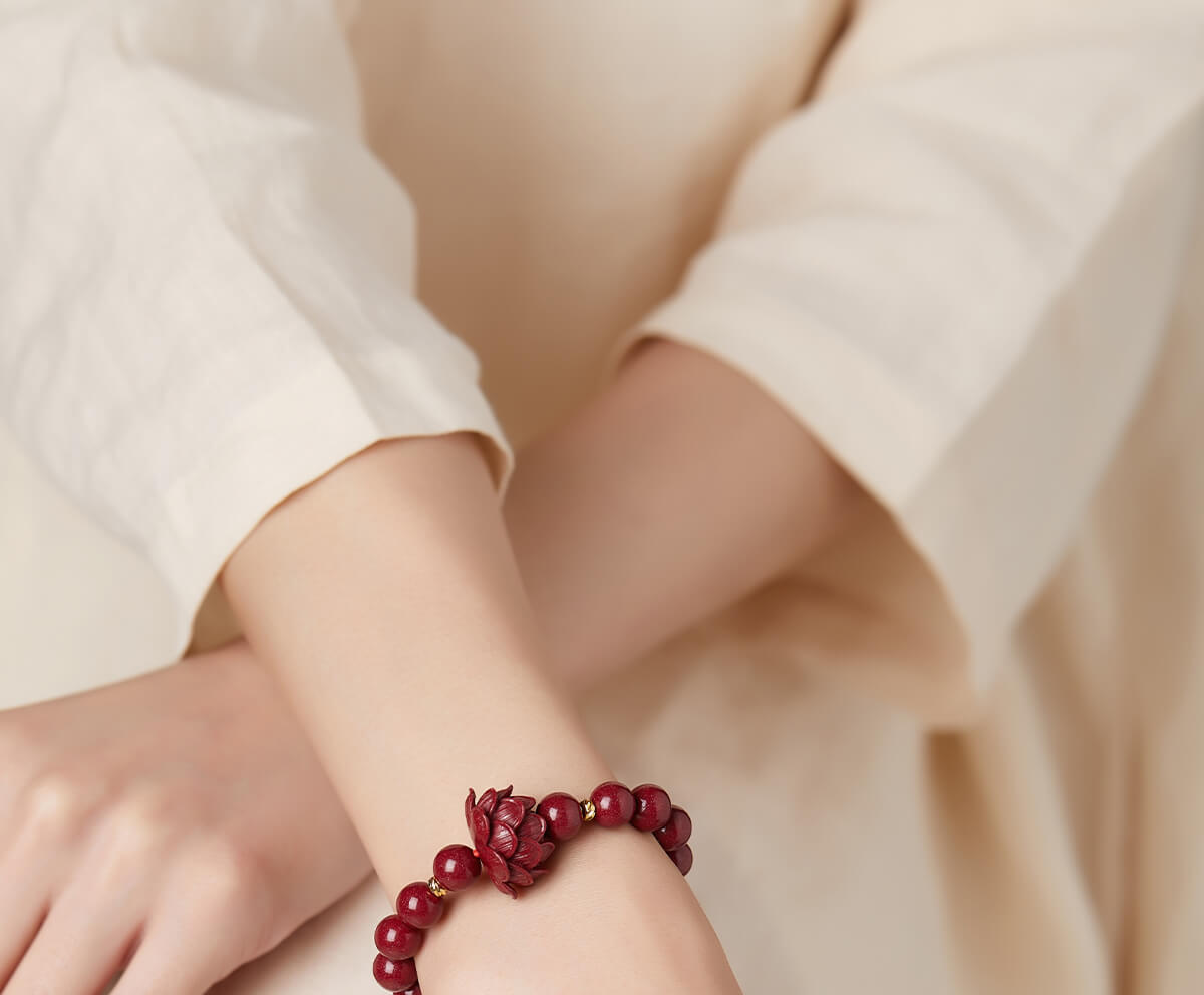 《Tranquility Amidst Transience》 Lotus Meditation Cinnabar Bracelet