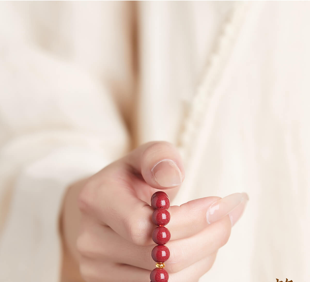 《Tranquility Amidst Transience》 Lotus Meditation Cinnabar Bracelet