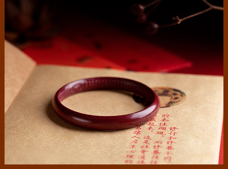 《The Heart Sutra》 Natural Red Cinnabar Good Luck Heart Sutra Bracelet