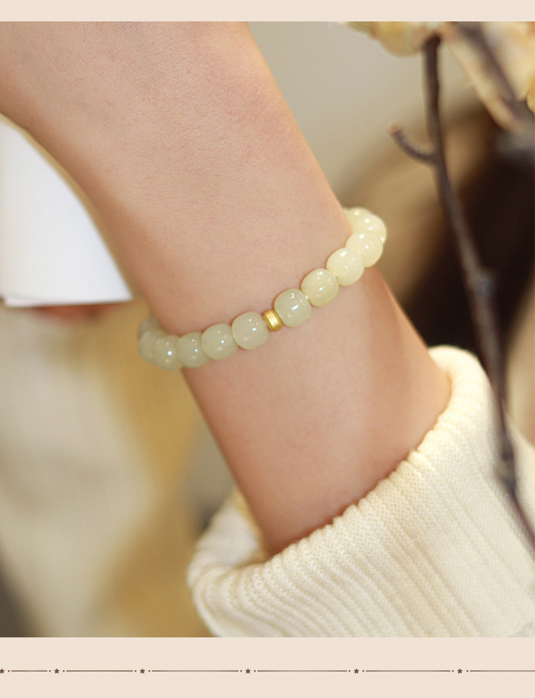 《Green Journey》 Clearwater Hetian Jade Bracelet