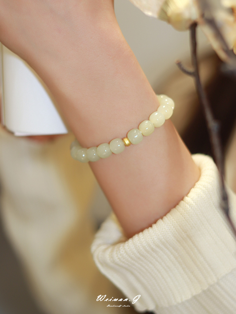 《Green Journey》 Clearwater Hetian Jade Bracelet