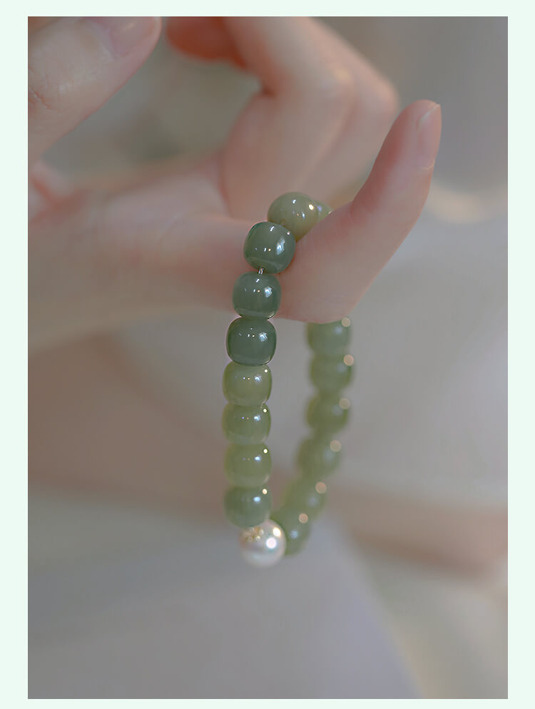 《Blue Treasure》 Natural Hetian Jade Bracelet