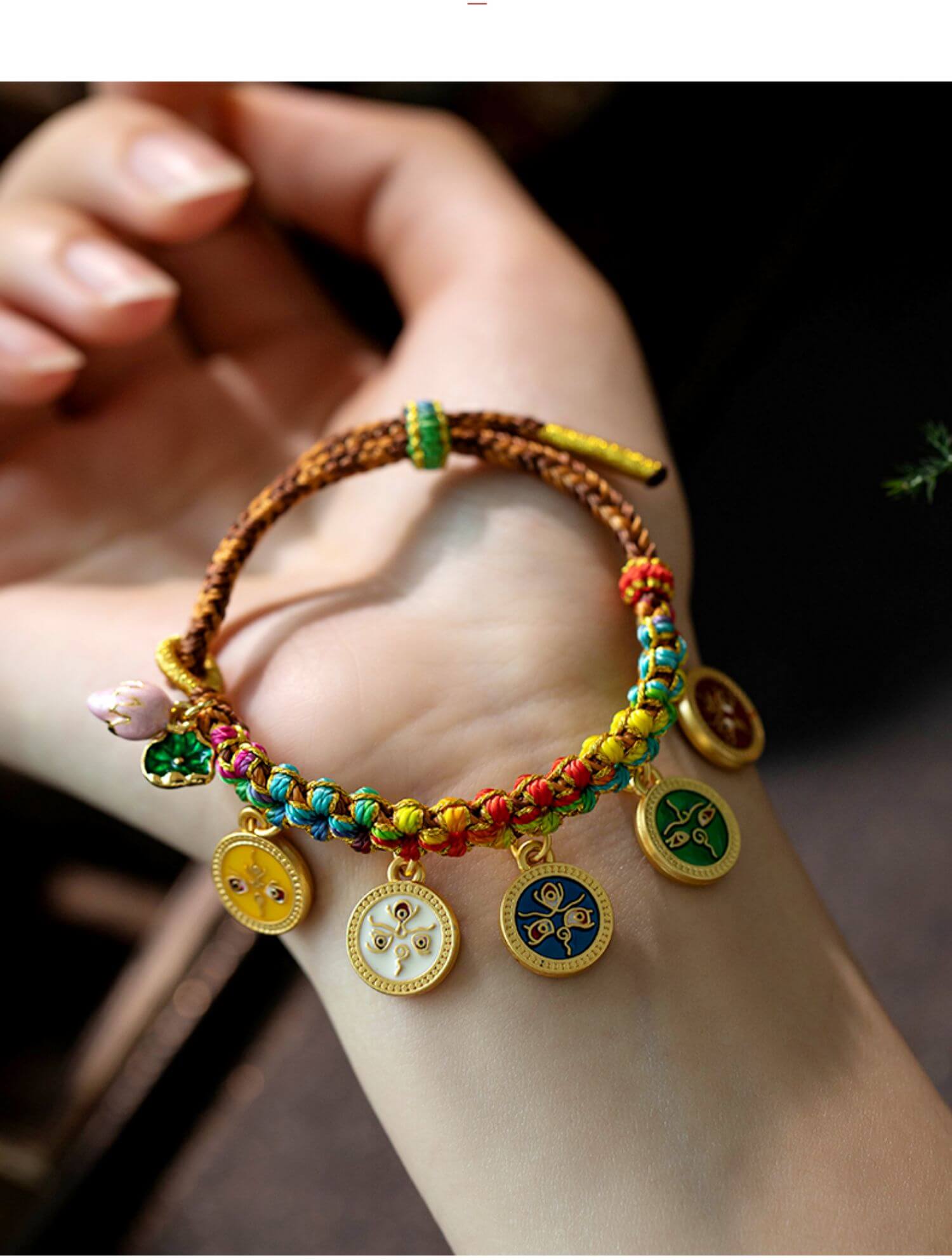 《Five Wealth Gods》 Tibetan Woven Peach Blossom Luck Bracelet