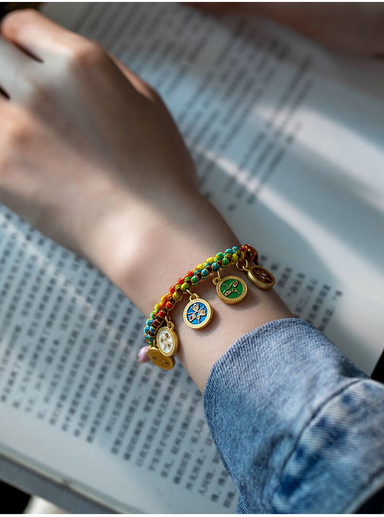 《Five Wealth Gods》 Tibetan Woven Peach Blossom Luck Bracelet