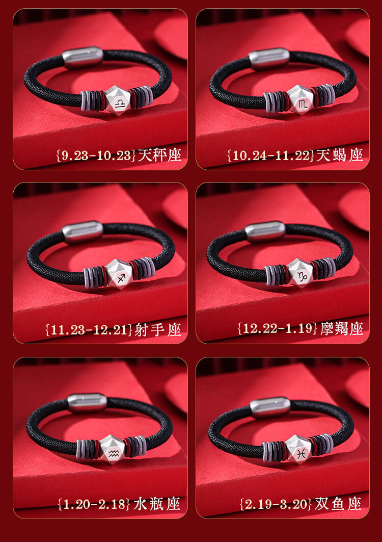 《The Twelve Zodiac Signs》 Silver Foot Men's Ninefold Path of Mahakasyapa Vajra Knot Bracelet