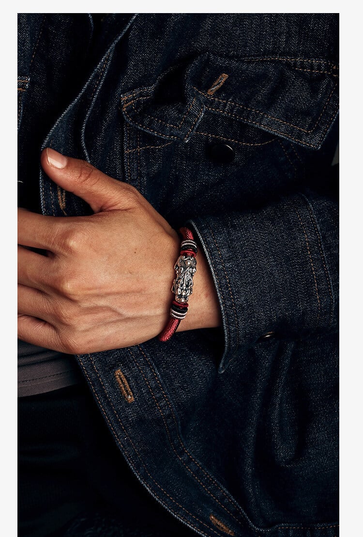 《The Wealth-Attracting Pixiu》 Silver Foot Men's Vintage Braided Bracelet