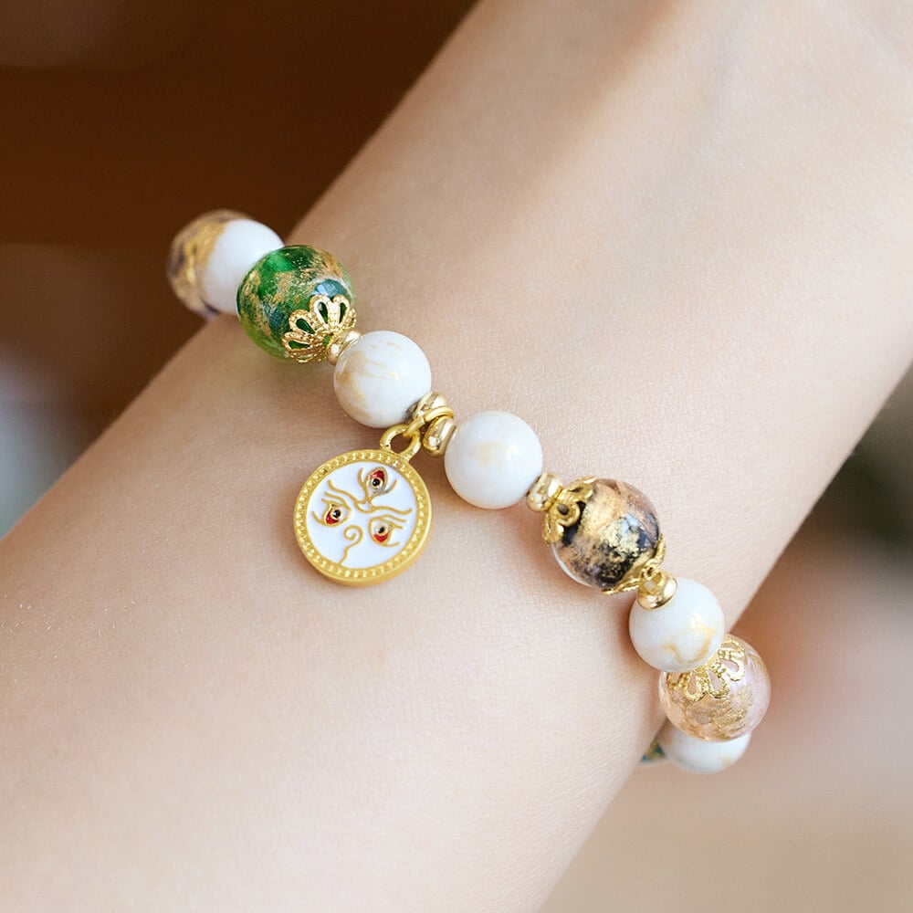 《Five Wealth Gods》 Incense Gray Glass Ancient Method Multi-Treasure Lucky Bead Bracelet