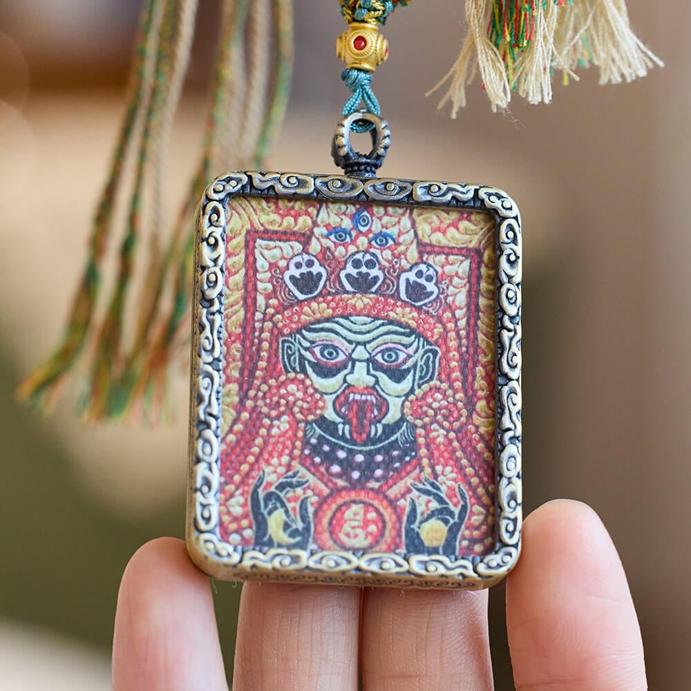 《Zakiram》 Tibetan Hand-Painted Thangka Pendant Unisex Necklace