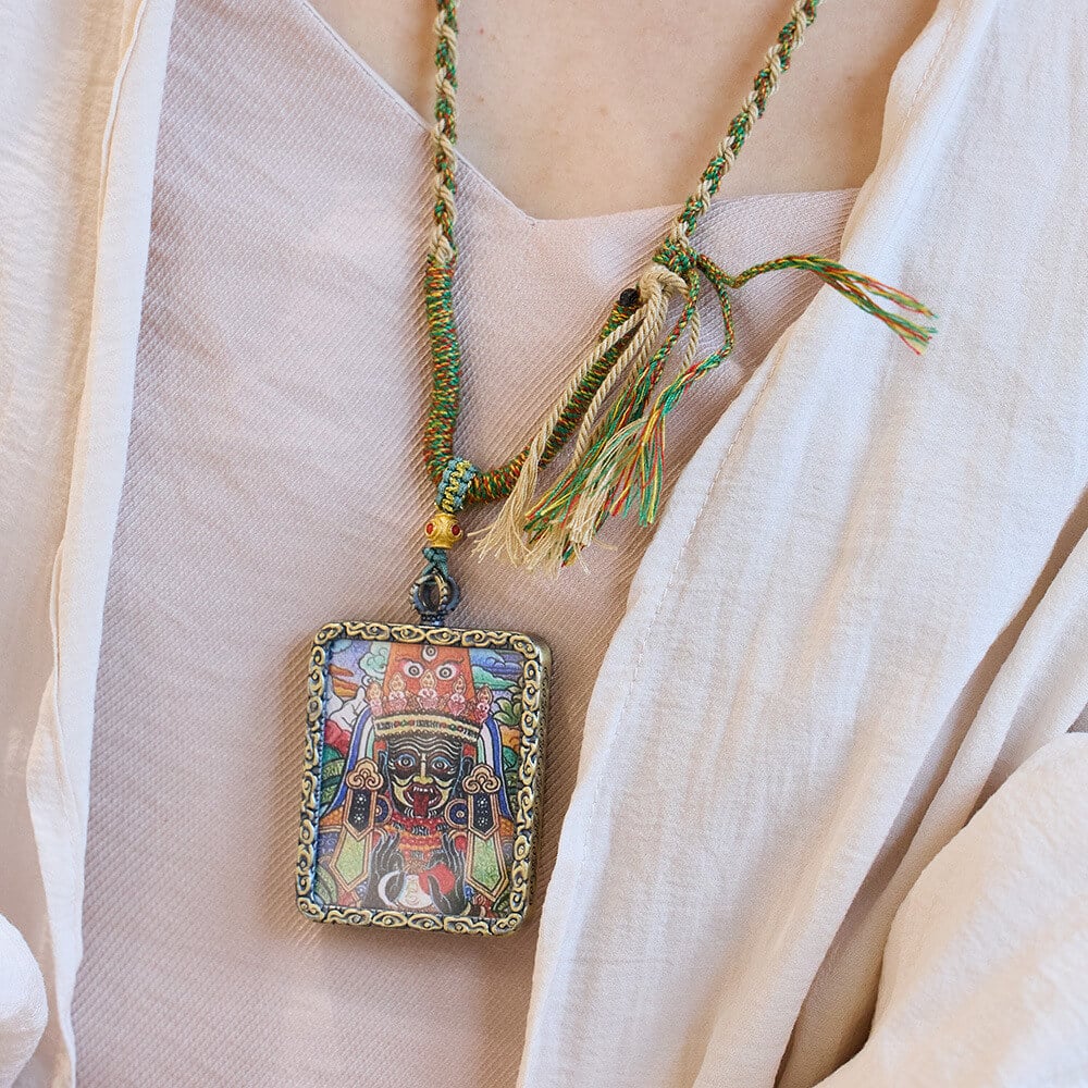 《Zakiram》 Tibetan Hand-Painted Thangka Pendant Unisex Necklace