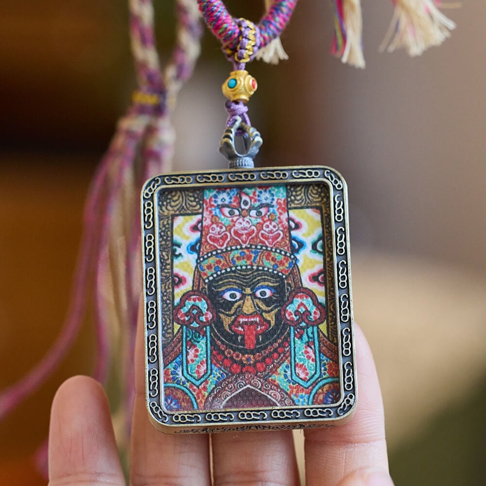 《Zakiram》 Tibetan Hand-Painted Thangka Pendant Unisex Necklace