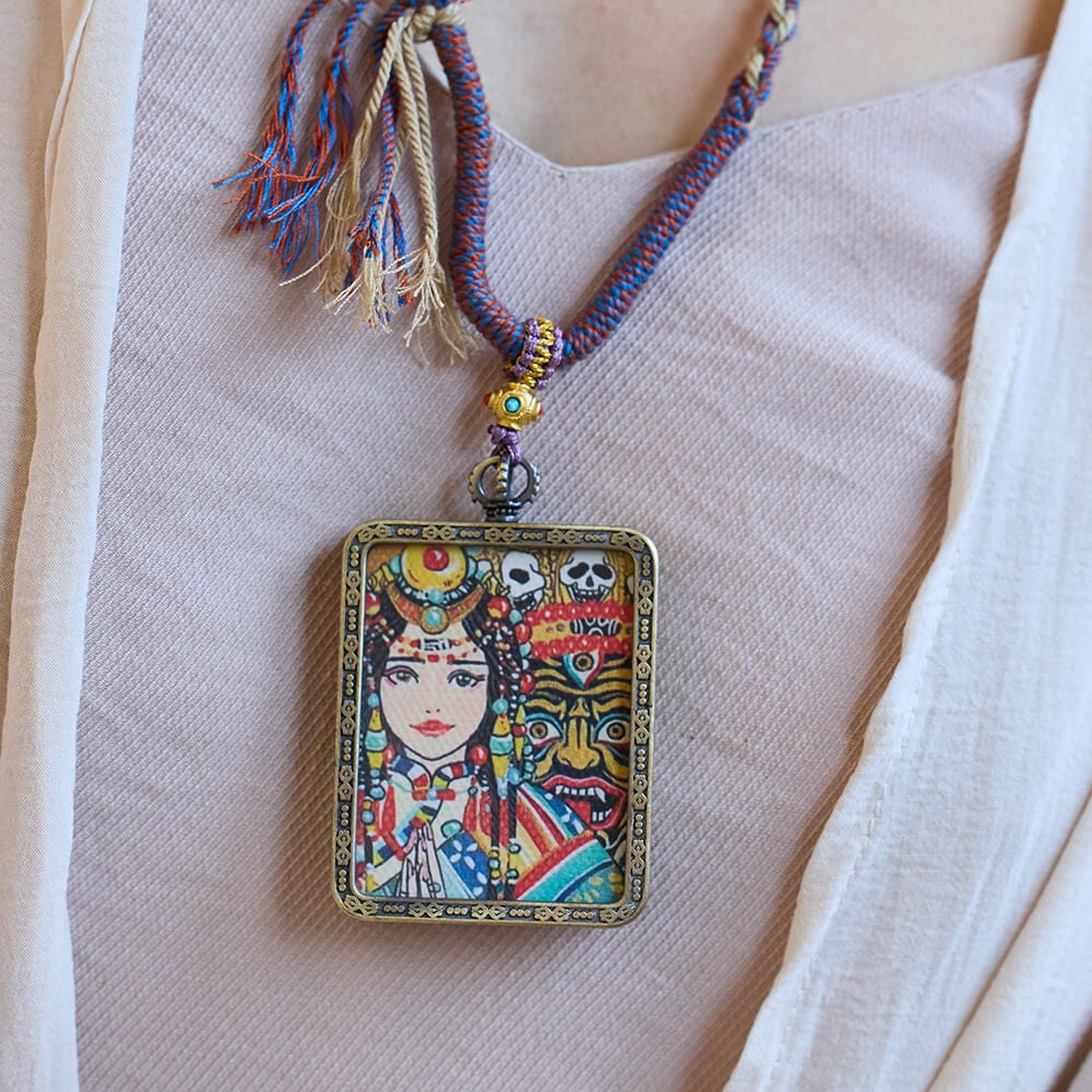 《Past and Present Lives》 Nepalese Tibetan Vintage Thangka Necklace