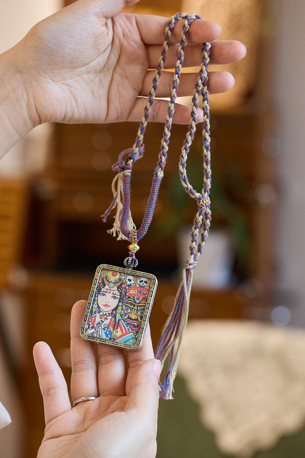 《Past and Present Lives》 Nepalese Tibetan Vintage Thangka Necklace