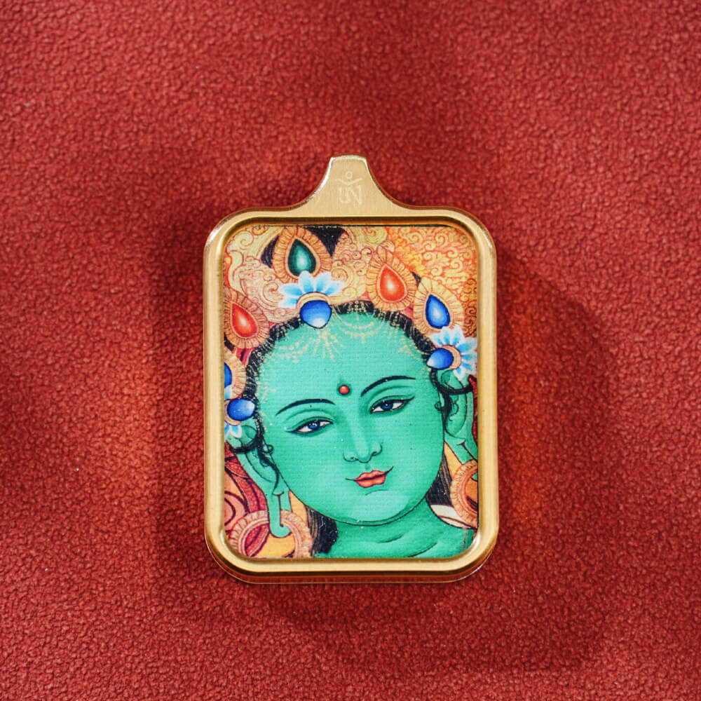 Pendant featuring Samantabhadra Bodhisattva, Zakhira Mantra, Yellow Wealth God, and Green Tara