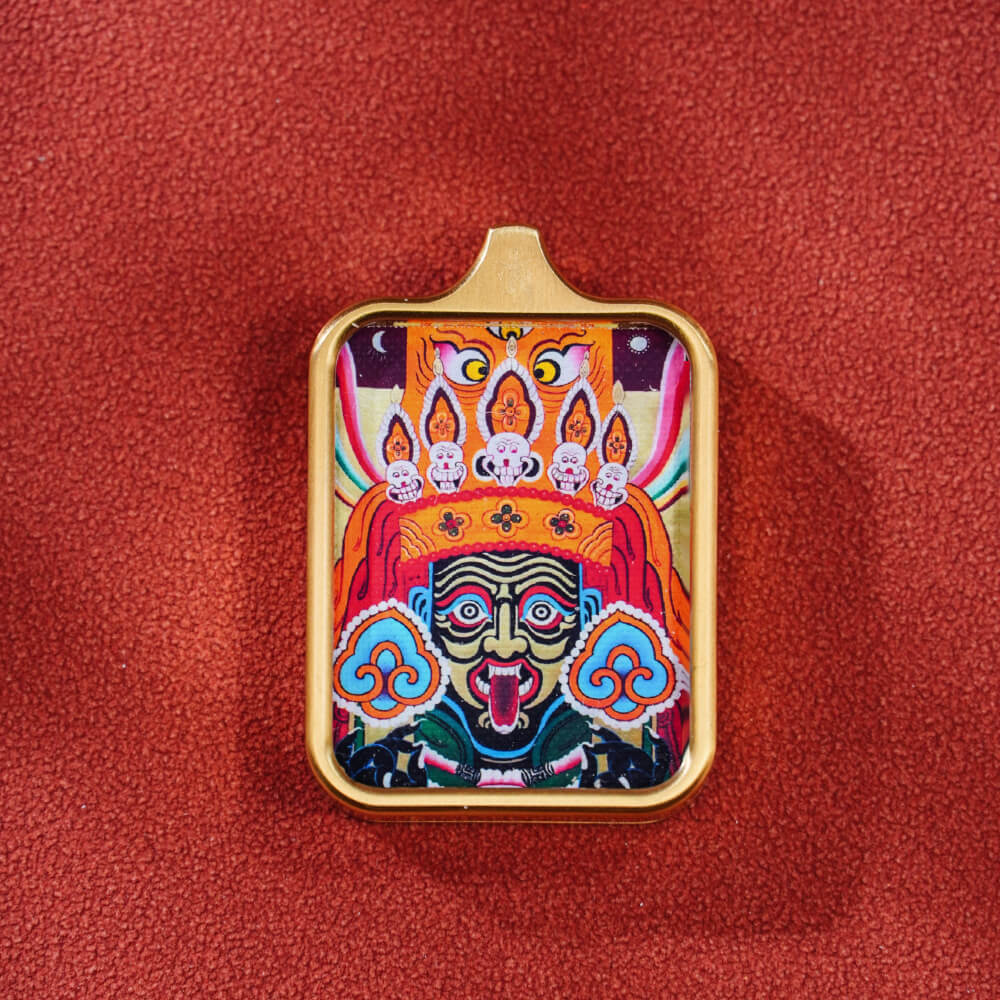 Pendant featuring Samantabhadra Bodhisattva, Zakhira Mantra, Yellow Wealth God, and Green Tara